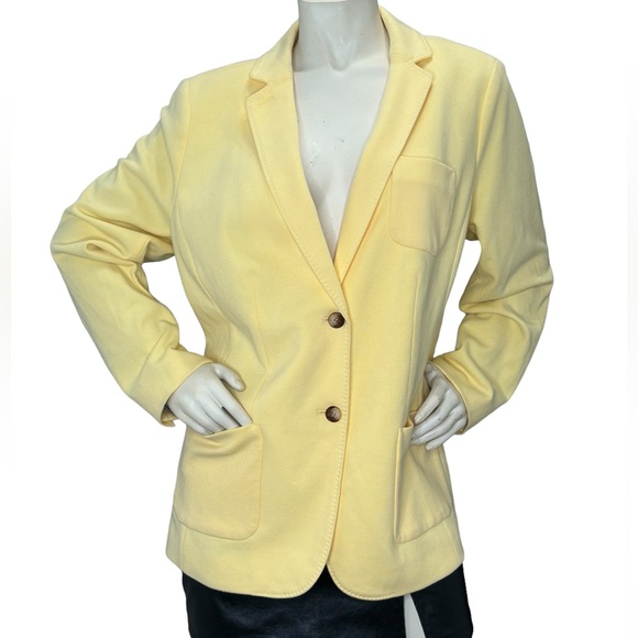 TALBOTS “Aberdeen” Canary Yellow Preppy Button Down Casual Soorts Blazer Jacket - Picture 3 of 16